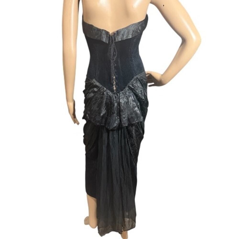 Strapless Black Ruched Cocktail Dress - Picture 4 of 16